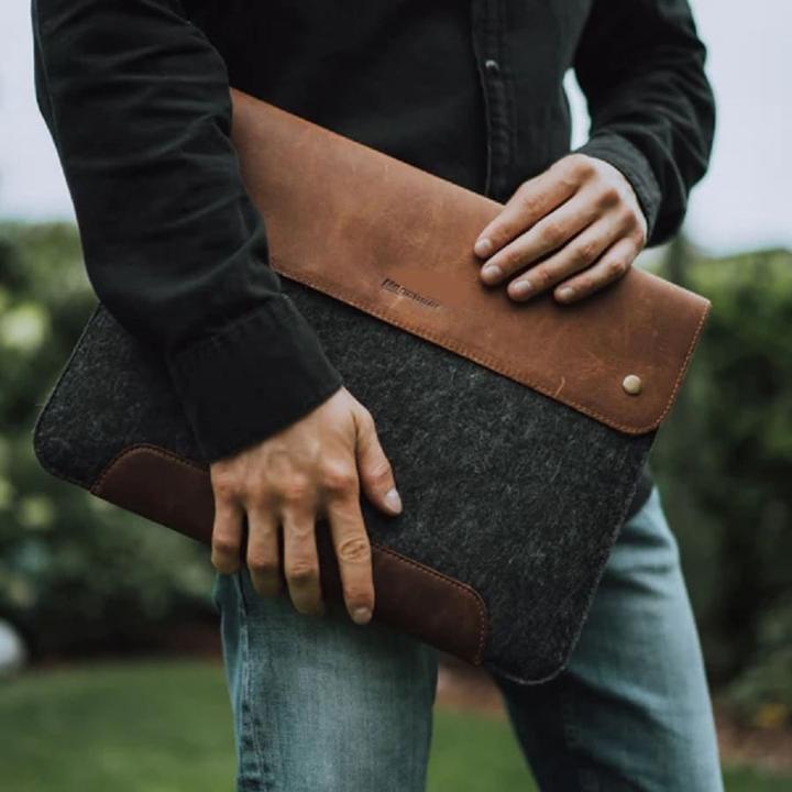 Produktbild Only-Bags.Store Leder- und Fleece-Tasche für Laptop, Laptop-Hülle 14 (14")