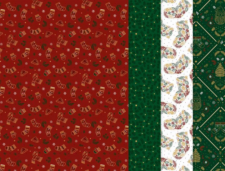Image du produit Décopatch Assort. 4 papiers Foil Noël vintage (30 x 40 cm, 1680 x)