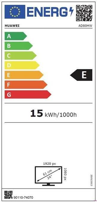 Energie-Label Huawei Monitor AD80 23.8” (60,45 cm / 75Hz) (Energieklasse E) (1920 x 1080 Pixel, 23.80")