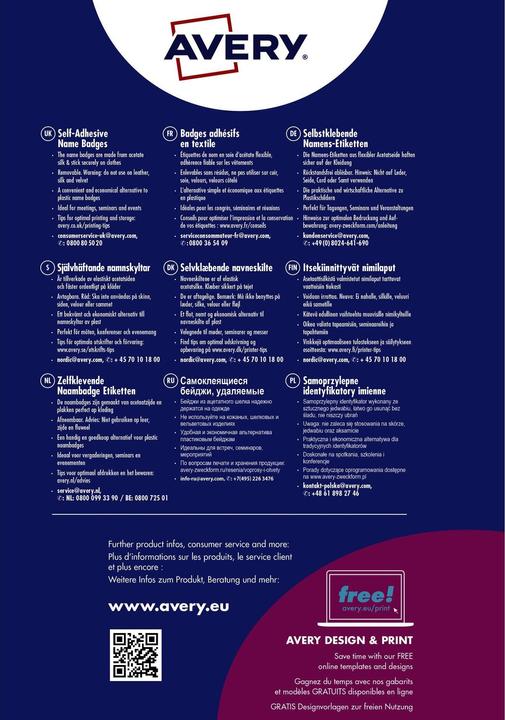Actual product image Avery Name labels 80 x 50 mm, 20 Blatt