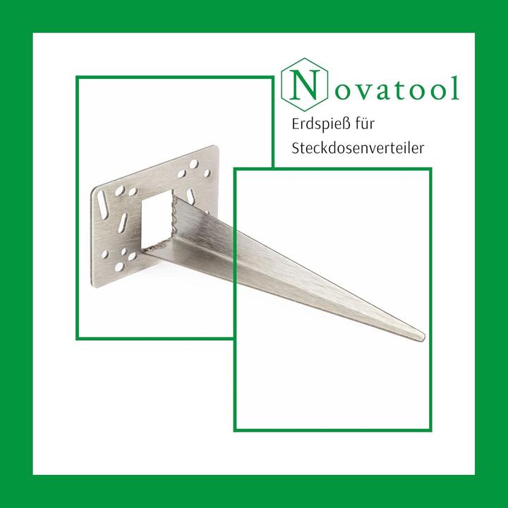 Produktbild Novatool Erdspiess Metall 10 x 6 x 18 cm Edelstahl Profi Bodenanker für Lampen Bodenhülse Gartenspies