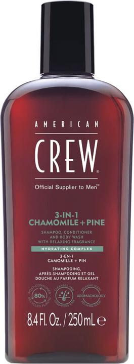 Produktbild American Crew 3-in-1 Chamomile & Pine Shampoo, Conditioner & Body Wash (250 ml, Flüssiges Shampoo)