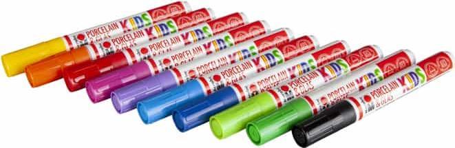 Actual product image Marabu Porcelain and glass painting pen Kids (Black, Violet, Yellow, Red, Blue, Orange, Turquoise, Green, 10 x)