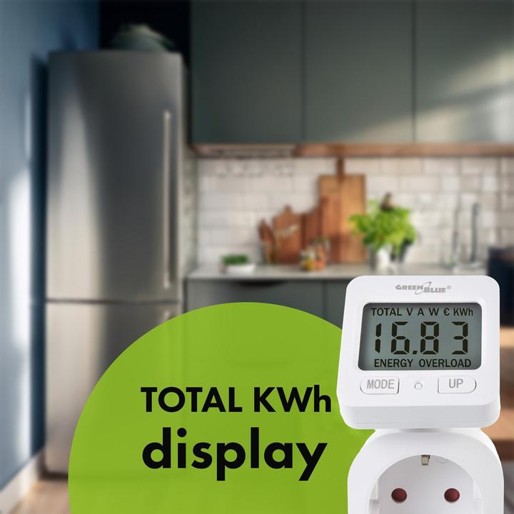 Actual product image Greenblue Energiezähler Wattmeter 16A max. 3680W Unterspeicher GB615 E