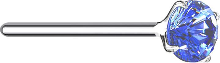 Star Piercing Nasenstecker biegen silber runder Kristall dunkelblau gefasst (ohne Messing, 925 Sterlingsilber)