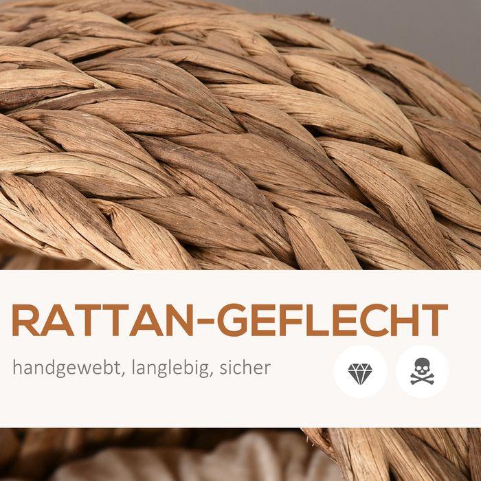 Produktbild Swisshandel24 Rattan Katzenhöhle Katzenbett Katzenkorb Katzenkörbchen Katzenhütte mit Kissen Haustierbett Wasserhy (Katze)
