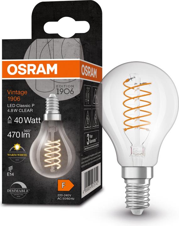 Productafbeelding Ledvance LED druppellamp (E14, 4.80 W, 470 lm, 1 x, F)