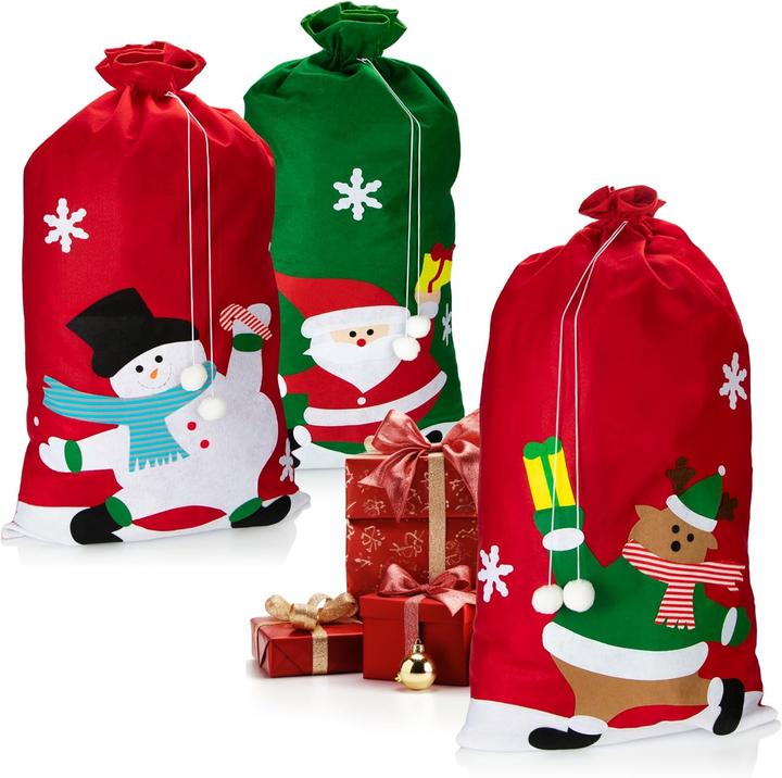 Image du produit Com-four Pack de 3 sacs de Saint-Nicolas (Pochette cadeau, 3 x)