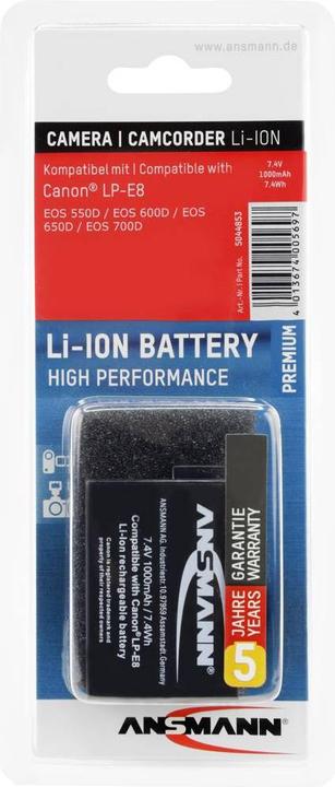 Image du produit Ansmann Batterie Canon LP-E8 (Batterie de l'appareil photo)
