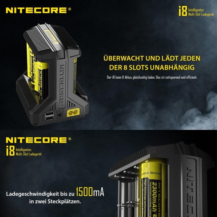 Produktbild AccuCell 8x Panasonic 18650 Li-Ion Akku und 8fach Schnell-Ladegerät (8 Stk., 18650, Akku)