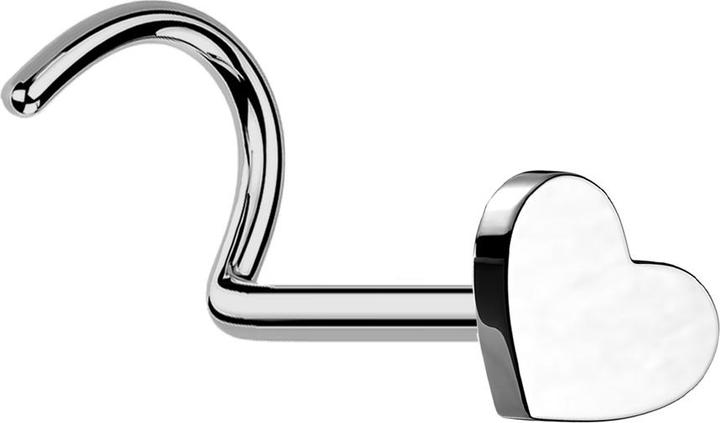 Star Piercing Threadless Nasenstecker gebogen silber Herz silber (ohne Messing, Titan G23)