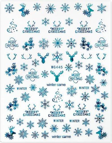 BrillBird Weihnachtliche Sticker "WG-445" Holo Blue (Nagellacktrockner, Holo Blue)