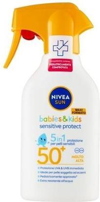 Immagine prodotto NIVEA SUN 98327 TRIGGER KIDS 50 SENSIT PROT Protezione solare (Spray solare, SPF 50, 270 ml, 270 g)