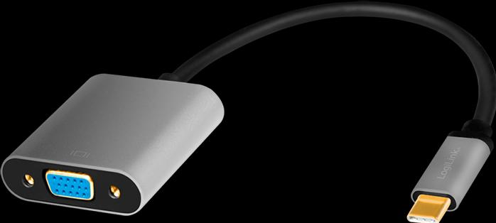 Image du produit LogiLink LinkLink CUA0104 Adaptateur USB 3.2 Gen 1 C/M vers VGA,1080p/60Hz, alu, noir/gris, 0.15 m (USB-C, 4.50 cm)