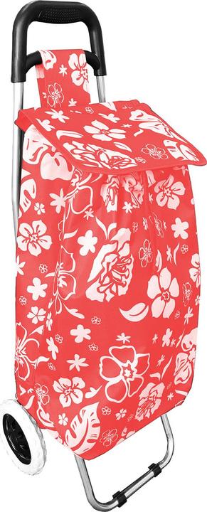 Produktbild Mojawo Einkaufstrolley Rot mit Blumenmuster + Rädern / klappbar
