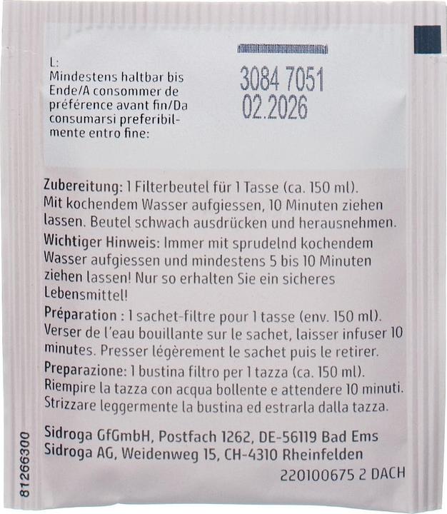 Nährwerte und Zutaten Sidroga Entspannungstee (20 g)
