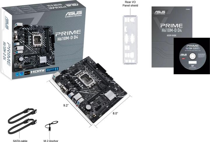 Actual product image ASUS PRIME H610M-D D4 (LGA 1700, Intel H610, mATX)
