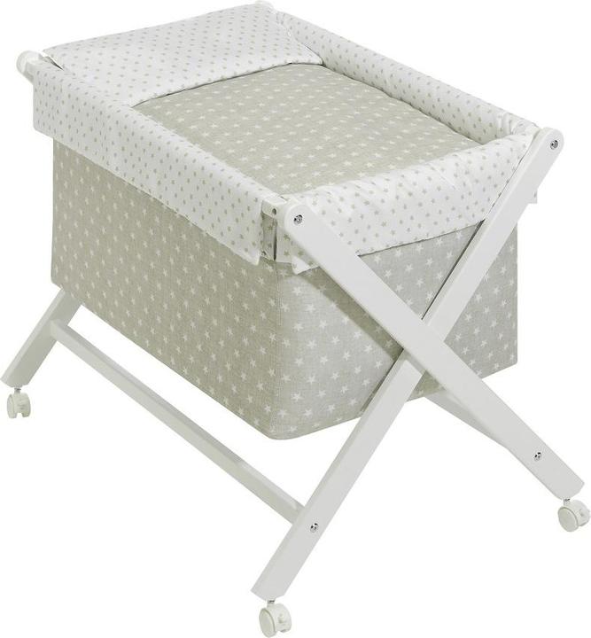 Image du produit Interbaby Berceau En X - Hêtre Blanc +Lit+Vêtements+Matelas - Beige