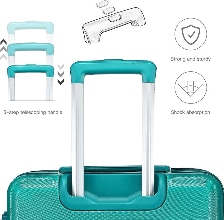Immagine prodotto Kono Set di 2 valigie in ABS a guscio rigido Turchese (38 l, Bagaglio a mano (fino a 50 litri))