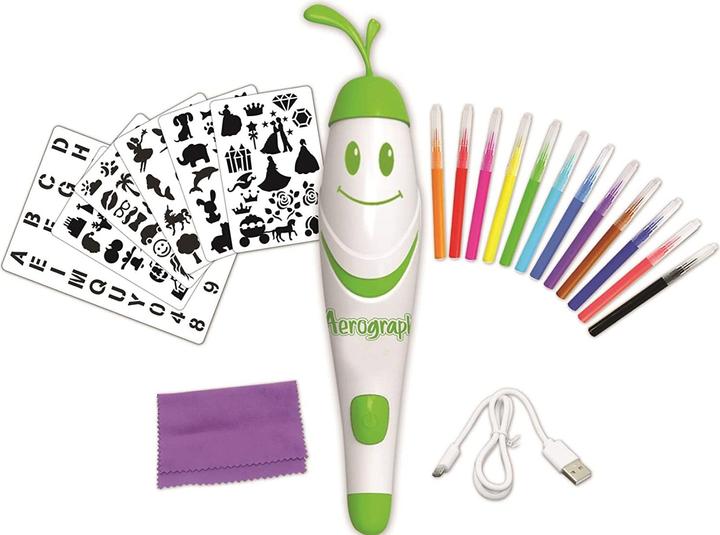 Produktbild Lexibook Aerograph, the magical electronic air spray marker incl. stencils and 12 watercolor pens (Grün-Weiss, 12 x)