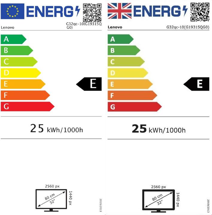 Energie-Label Lenovo G32qc-10 (2560 x 1440 Pixel, 31.50")