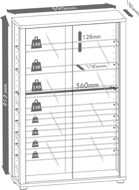 Actual product image VCM Collection Wall Display Case Wood Glass Vitrosa Mini Mirror (59 x 18 x 91 cm)