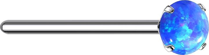 Star Piercing Nasenstecker biegen silber Opal blau gefasst (Titan G23, ohne Messing)