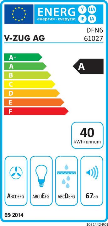 Etichetta energetica V-Zug DFN6w (Cappuccio a schermo piatto)