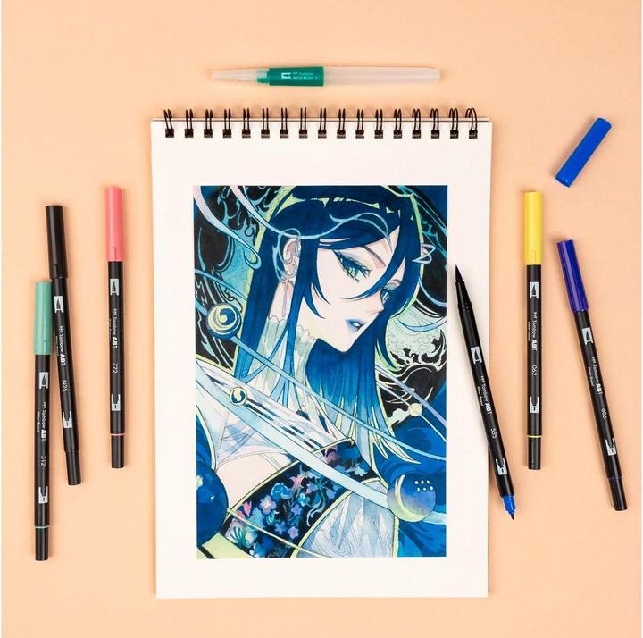 Produktbild Tombow Dual Brush Pen Etui (Ultramarine, Brown, Red, Sea Green, Chartreuse, Light Apricot, 6 x)