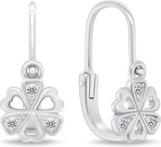 Brilio Silver - Sparkling Silver Flower Earrings for Girls EA189W