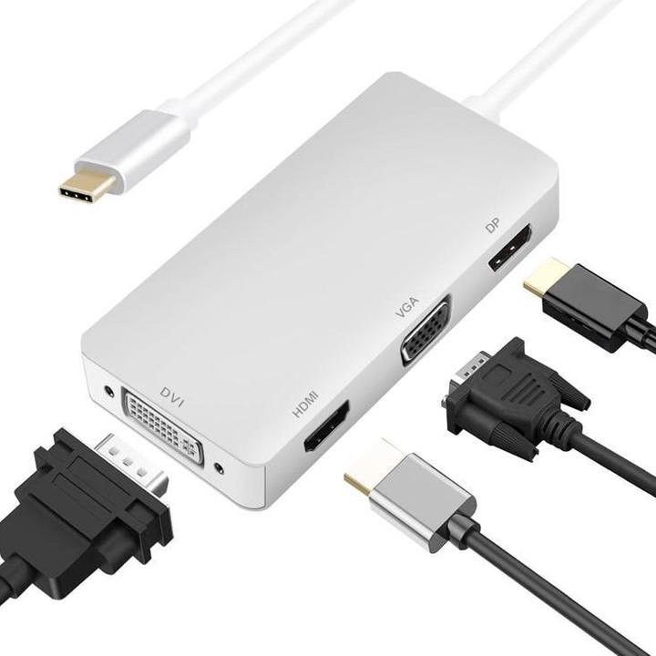 Produktbild Helos Dockingstation, USB 3.1 Type-C™ St./DP/HDMI/DVI/VGA Bu, PREMIUM 4K, silber USB Type-C™ Dockingstati (USB-C)