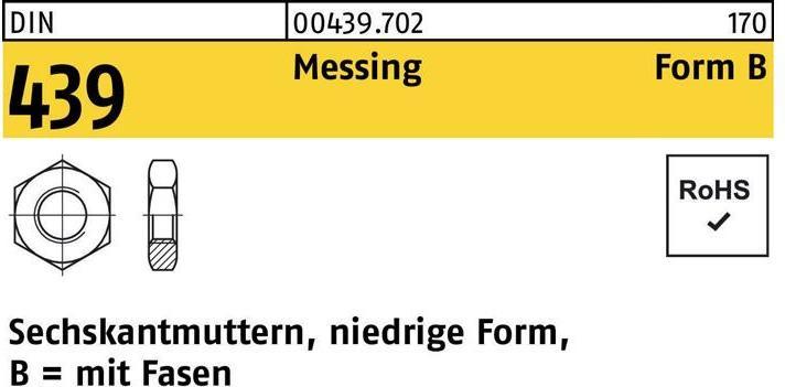 Produktbild Sechskantmutter DIN 439 Form B BM 4 Messing (M4)