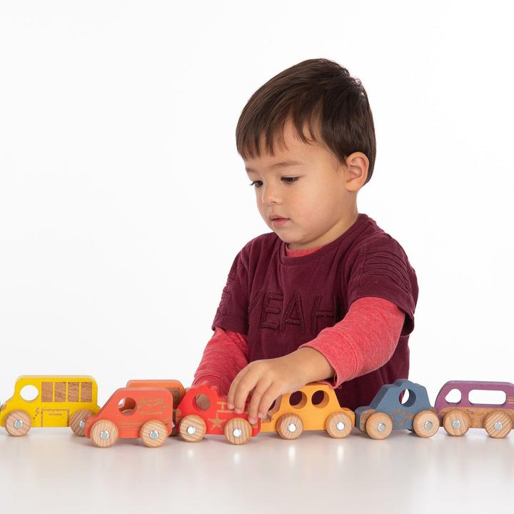 Produktbild TickiT Set mit 12 Spielzeug-Autos aus Holz