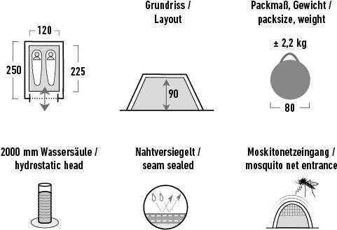 Produktbild High Peak Boston 2 (Wurfzelt, 2.20 kg, 2 Personen)