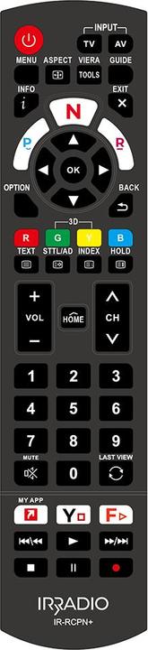 Irradio Fernbedienung kompatibel mit allen LCD/LED PANASONIC TV und SMART TV, Mod. IR-RCPN+ (Gerätespezifische Fernbedienung)