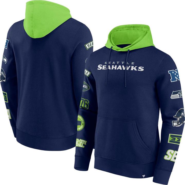 Immagine prodotto Fanatics Felpa con cappuccio con stampa sulle maniche dei Seattle Seahawks NFL - XXL (XXL)