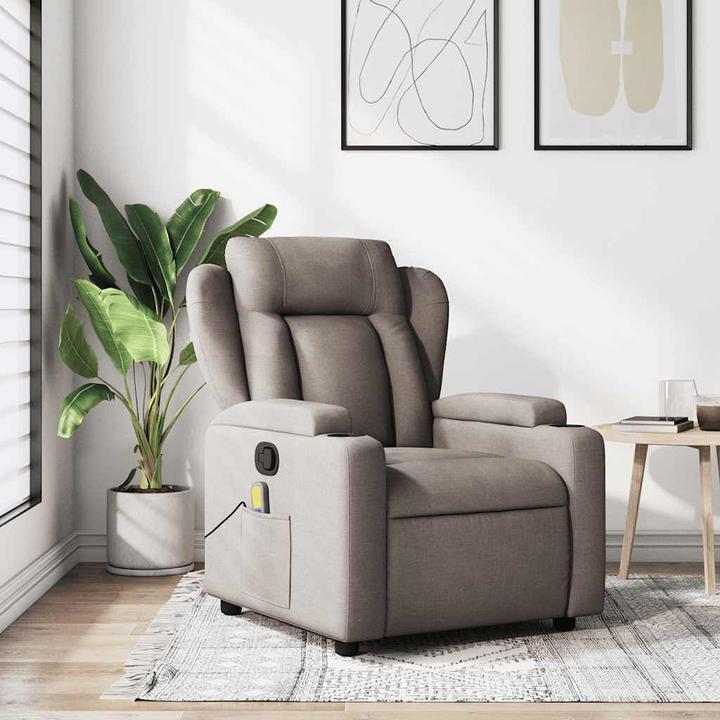 Immagine prodotto VidaXL Poltrona massaggiante in tessuto taupe,Colore: Taupe,Materiale: Tessuto (100