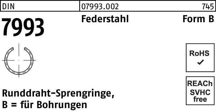 Productafbeelding Snapsluiting van rond draad DIN 7993 voor assen B 16 Veerstaal