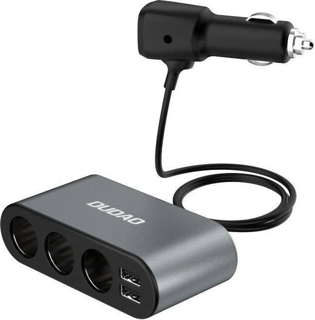 Productafbeelding Dudao autolader 2x USB / 3x sigarettenaansteker splitter zwart (R1Pro zwart)