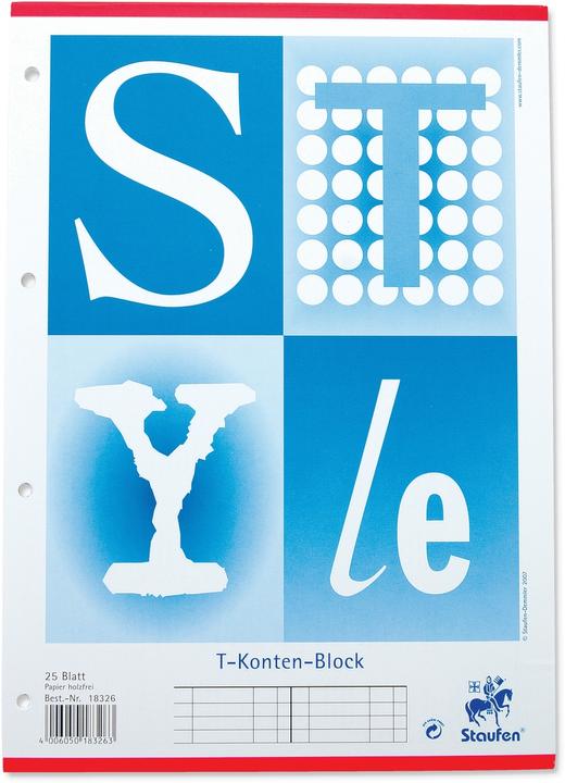 Produktbild Staufen T-Konten-Block Original Style, A4, 10 Konten je Seite, Blautöne (25 x)