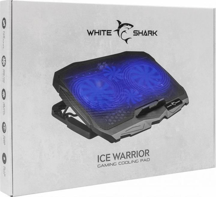 Actual product image Cooling stand for laptop Shark Ice Warrior, up to 17.3 ", 4 fans, blue backlight