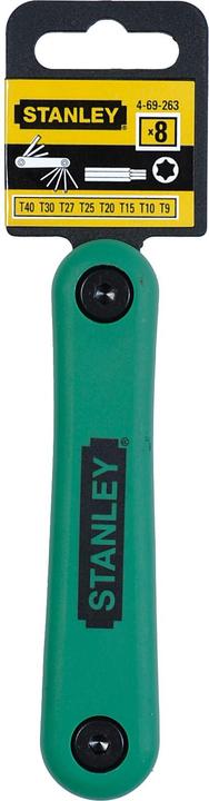 Produktbild Stanley Stiftschlüssel-Set (8-teilig Torx, je 1x T9/10/15/20/25/27/30/40, Silizium-Stahl, Kunststoff