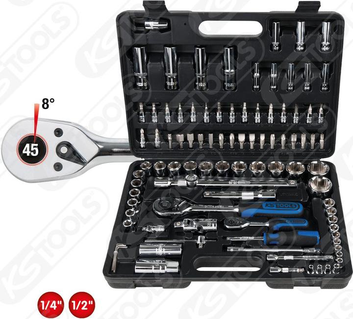 Actual product image KS Tools 1/4 +1/2 CHROMEplus Steckschlüssel-Satz, 96-tlg