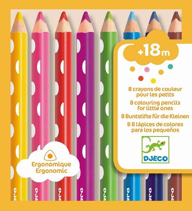 Djeco Crayons de couleur pour les petits (Multicolore, 8 x)
