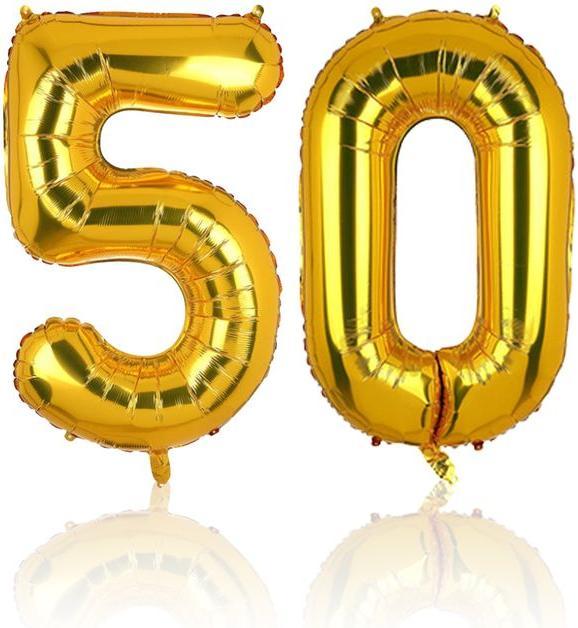 Hermex Palloncino in foil numero 50 Pallone numero d'oro palloncino festa di compleanno 40cm (1 x)