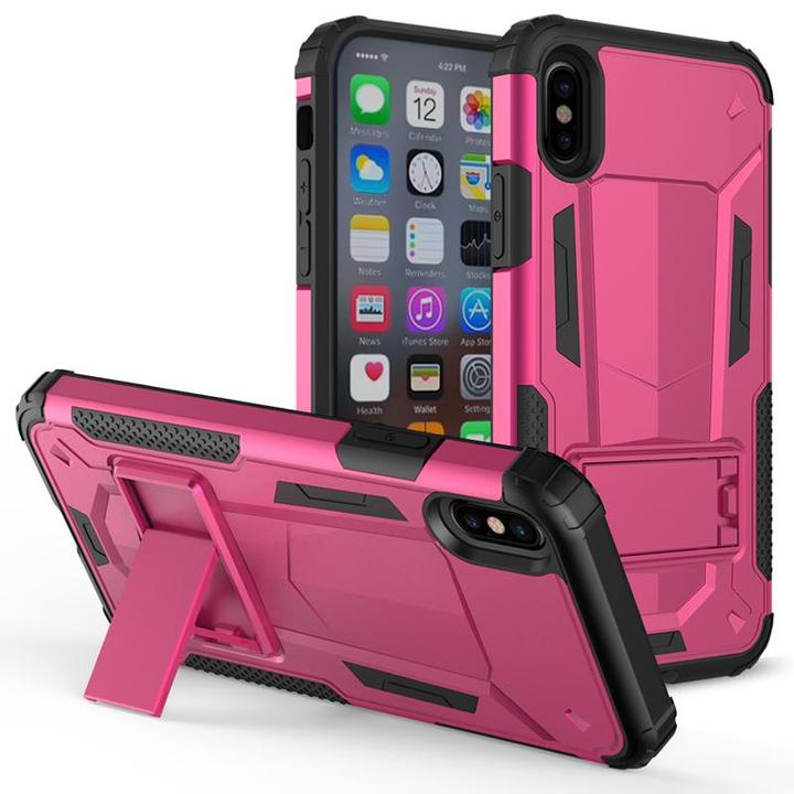 Actual product image Zizo Hybrid Transformer Cover - Armoured iPhone X case with stand (hot pink/black) (Apple iPhone X)