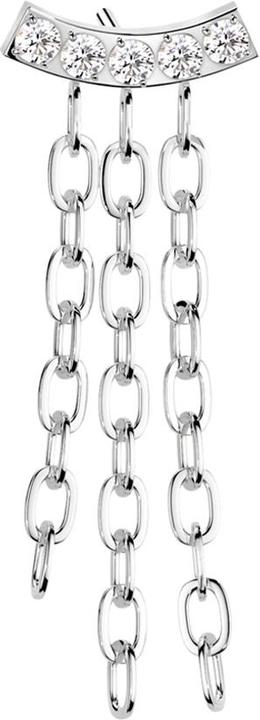 Star Piercing Threadless Balken gebogen silber fünf Kristalle silber Anhänger drei Ketten (ohne Messing, Titan G23)