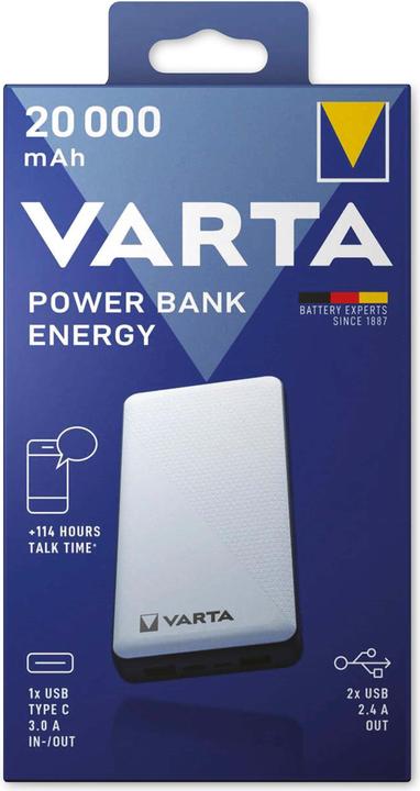 Produktbild Varta Energy 20000 (20000 mAh, 15 W, 74 Wh)