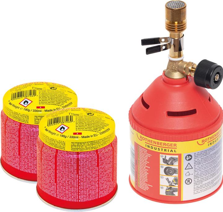 Produktbild Rothenberger Industrial Bunsenbrenner inkl. 2x C200 Kartusche 330ml mit ILL System