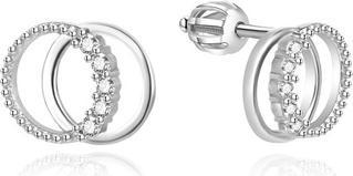 Agato Stylish silver earrings with zircons AGUP3539S